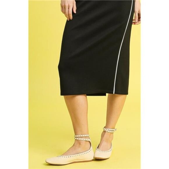 Umgee Midi Pencil Skirt with Contrast Piping Detail - Picture 4 of 4